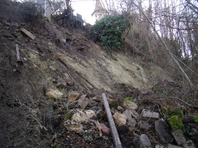 Le versant Marfaux a connu un glissement de terrain superficiel en janvier 2018 à la suite de fortes précipitations. (Photo: Service technique de la Commune de Boudry).
