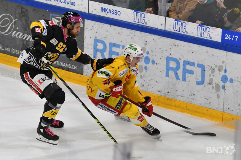 Colin Fontana (qui a joué son premier match avec le HC Ajoie dimanche) devancé dans son duel avec un Biennois