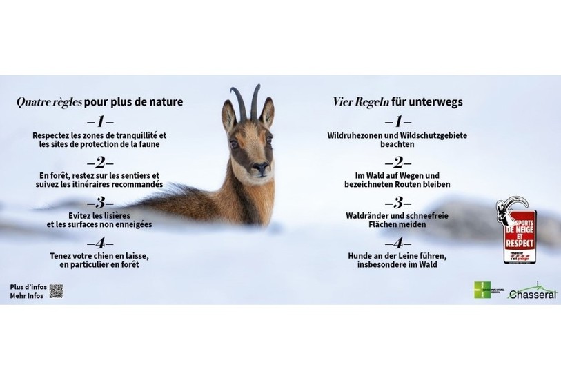 Les recommandations du Parc Chasseral pour éviter de déranger la faune sauvage en hiver. (Photo : Parc Chasseral)