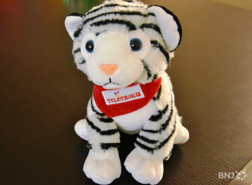 Joy, mascotte, peluche, Téléthon, 2013, tigresse