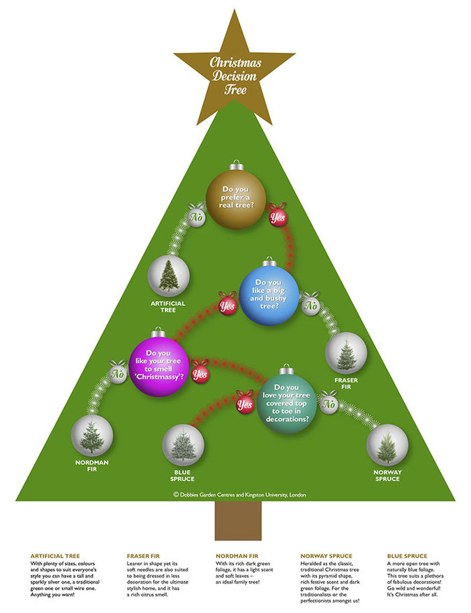 Voici l'Arbre décisionnel de Noël qui vous aide à bien choisir votre sapin.