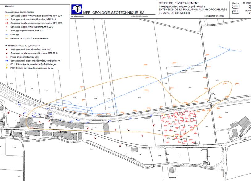 Carte du site pollué à Glovelier