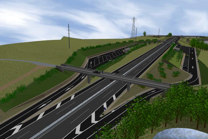 Cette modélisation montre la future aire de repos de l'A16 à Boécourt