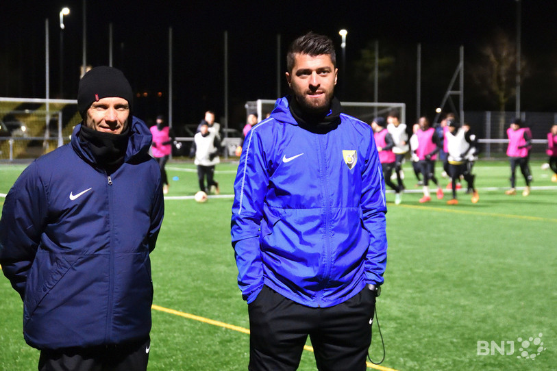 Patrick Sylvestre (à gauche) et Armend Gashi lundi soir lors de l'entraînement de reprise des SRD. (Photo : Georges Henz)