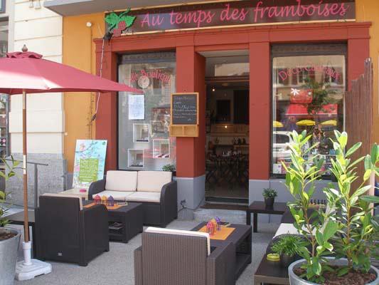 L'entrée de la boutique Au temps des framboises à La Chaux-de-Fonds.