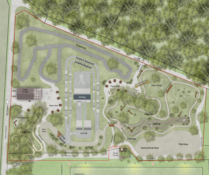 Le JuraBike Park va s'étendre sur 11'000 m2. Photomontage: dossier de presse du conseil de fondation.
