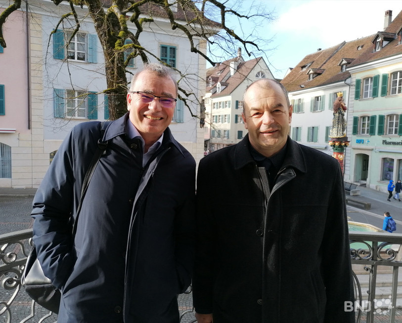 Passation de témoin entre Emmanuel Koller, qui entrera en fonction le 1er mars, et Ernest Borruat.