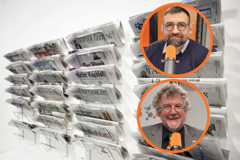 Hervé Gullotti, membre du PS et président du Grand Conseil bernois etMarc Früh, membre de l'UDF ont débattu mercredi dans La Matinale sur l'aide aux médias.