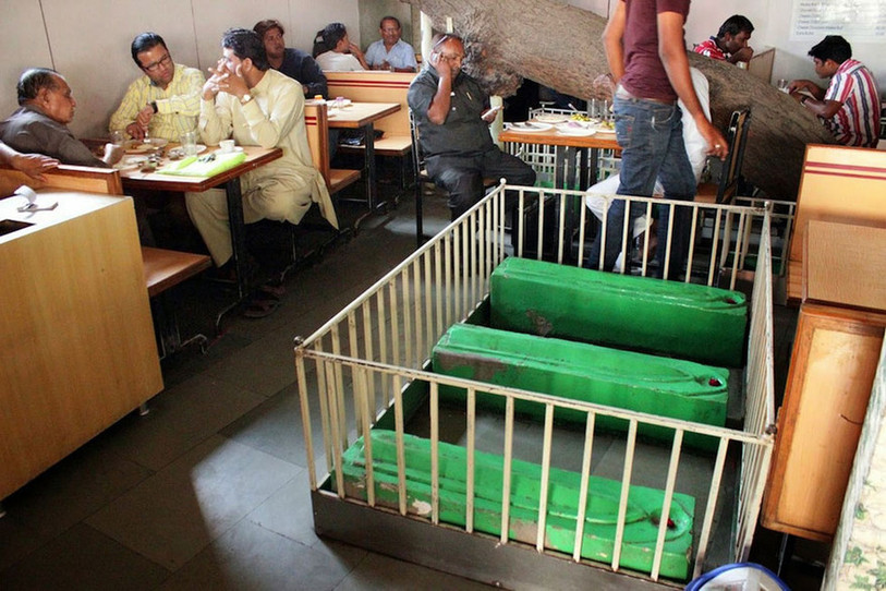 Cet établissement indien propose à ses clients de manger au milieu des tombes, car le restaurant est construit sur un ancien cimetière musulman.
