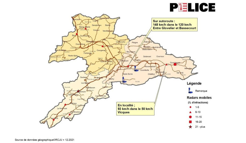 La police cantonale jurassienne a dévoilé ce jeudi ses statistiques de la circulation routière pour le mois de décembre. (Image : police cantonale jurassienne)