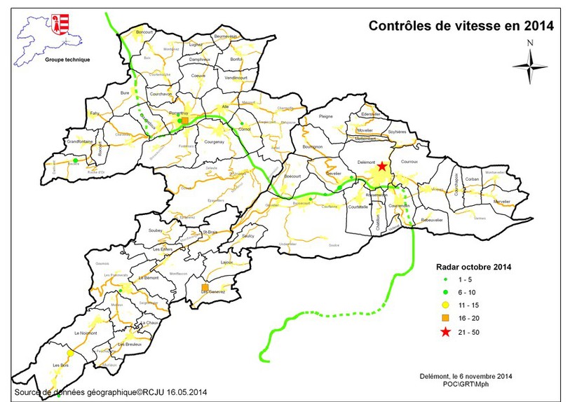 Carte des contrôles radars en octobre