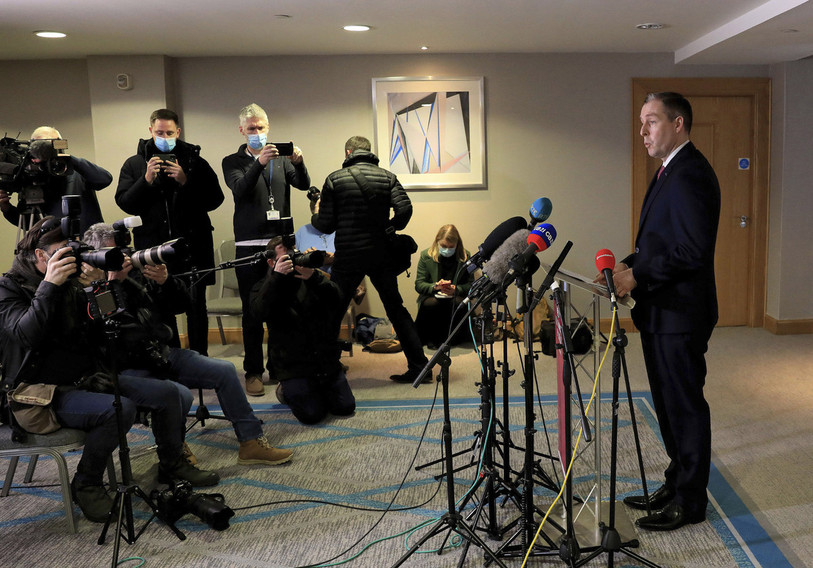 Le premier ministre d'Irlande du Nord, Paul Givan, a présenté sa démission en fin de semaine passée. (Photo : Peter Morrison/PA via AP).