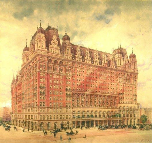 L'ancien bâtiment du Waldorf-Astoria dans lequel a travaillé Oscar Tschirky à New York. Un bâtiment détruit en 1929 pour laisser sa place, deux ans plus tard, à l'Empire State Building. (Image : Moulins souterrains du Col-des-Roches)