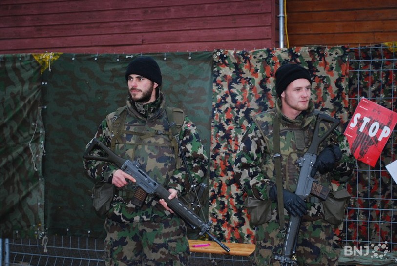 Les hommes de la compagnie 19/1 ont gardé des ouvrages importants dans la ville de Bâle.