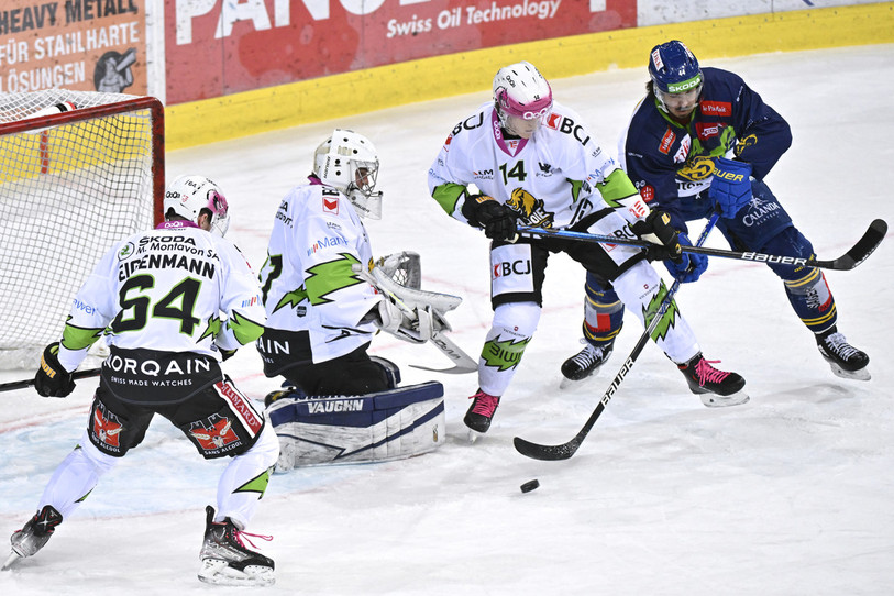 Cela a souvent été chaud devant le portier du HCA Nicola Aeberhard (photo : KEYSTONE/Juergen Staiger).