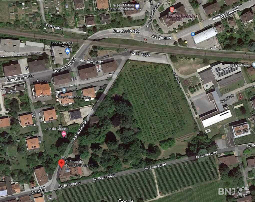 Le nouveau quartier d'habitations verra le jour sur la zone qui abrite actuellement un verger, au-dessus de l'avenue Beauregard. (Photo: Google maps)