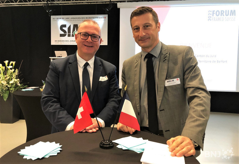 Le président du Grand Belfort Damien Meslot (à gauche) et le ministre jurassien de l'Economie Jacques Gerber veulent cultiver l'amitié et les collaborations entre les deux régions.