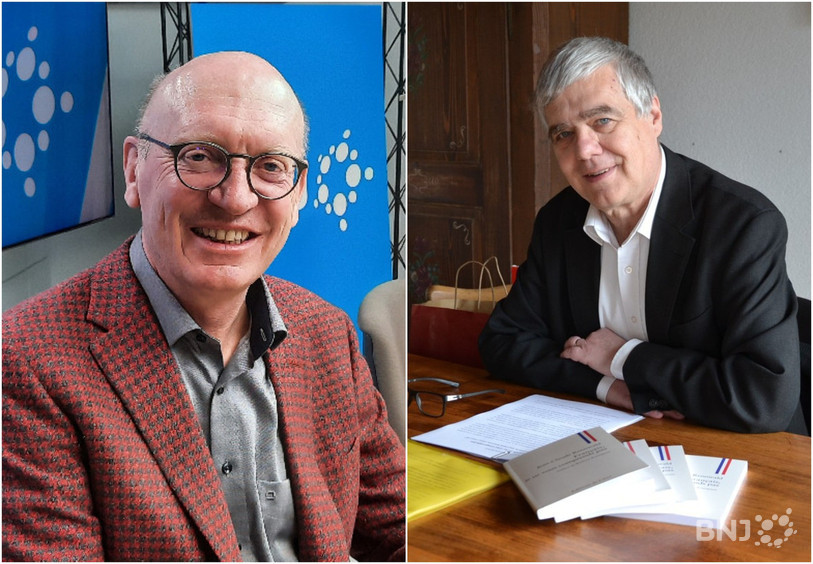 Gabriel Voirol (PLR, à gauche) et Jean-Claude Rennwald (PS) analysent la déroute des Républicains et du Parti socialiste en France (photo: archives).