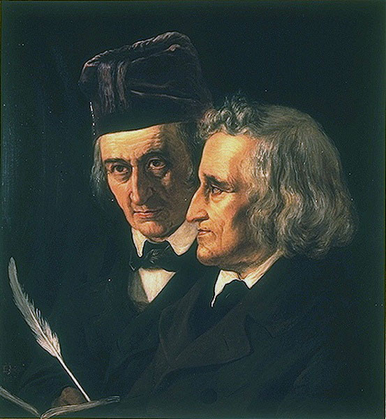 Wilhelm Grimm (à gauche) et Jacob Grimm (à droite).
