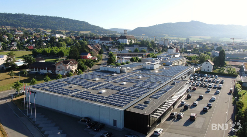 L'installation photovoltaïque de l'entreprise Turck à Delémont. (Photo: Ville de Delémont)