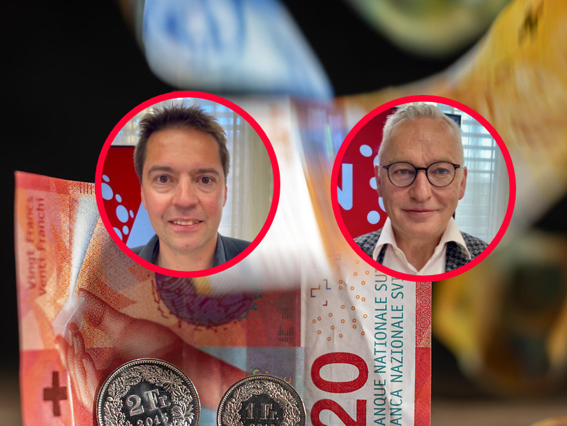  De haut en bas : Le député PLR au Grand Conseil Andreas Jurt et le vice-président du POP neuchâtelois Cédric Dupraz ont débattu de l'initiative cantonale « Pour une fiscalité plus équitable » dans La Matinale. (Montage BNJ / Photo : KEYSTONE / Georgios Kefalas). 