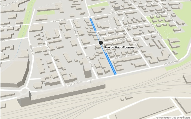 La Municipalité veut que les automobilistes lèvent le pied à la rue du Haut-Fourneau. (Image : Datawrapper).