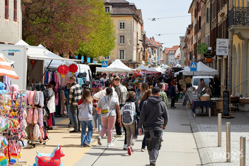 L'édition 2022 de la Foire de printemps à St-Imier. (Photo : Damien Carnal).
