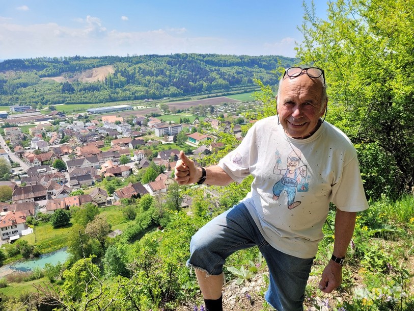Philippe Schwab qui surplombe Pieterlen.