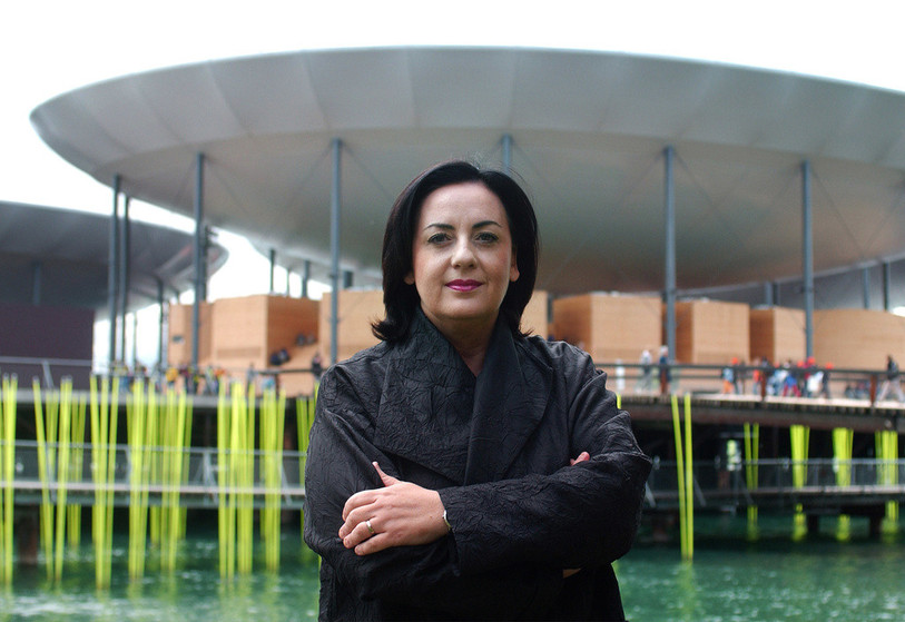 Nelly Wenger, directrice générale de l’exposition nationale Expo.02 sur l’arteplage de Neuchâtel le lundi 10 juin 2002. Photo : archives KEYSTONE / Sandro Campardo