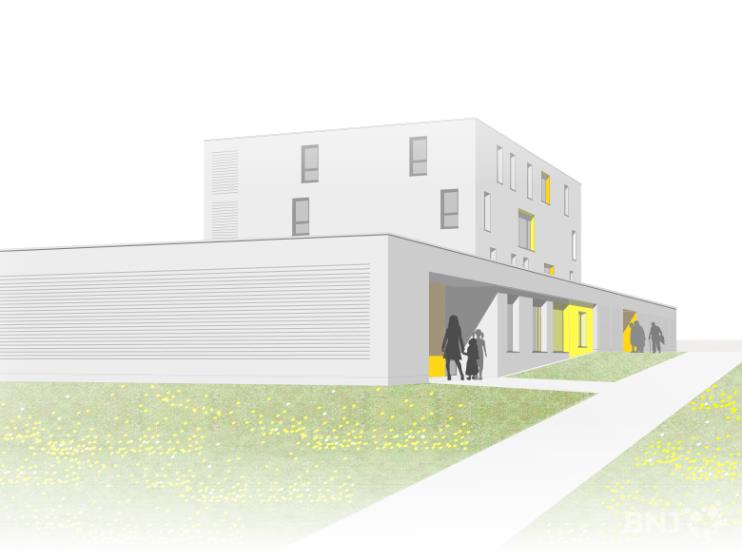 Un bâtiment avec 14 appartements adaptés, une crèche et une UAPE va être construit derrière l'hôpital