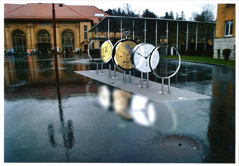 L'horloge monumentale qui ornera la place de la Gare, telle que représentée dans le dossier de la demande de permis de construire.