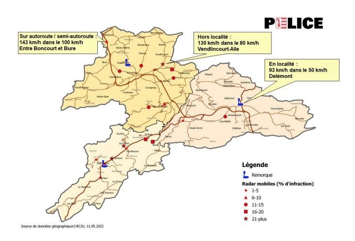 La police cantonale jurassienne a publié ses statistiques routières pour avril 2022. (Source : police cantonale)