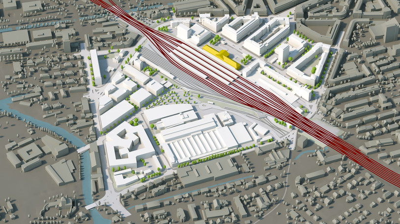 La zone concernée s’étend de la rue d’Aarberg au sud à la place Guisan au nord. (Image : Ville de Bienne)