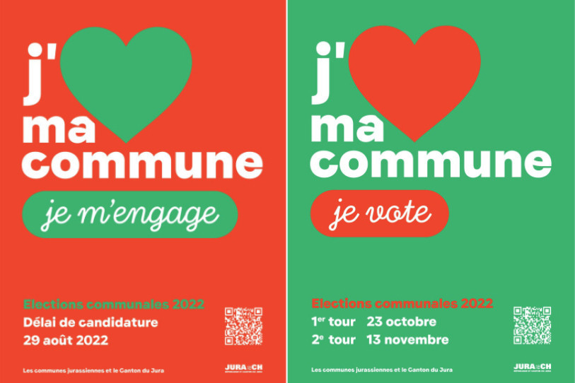 Les affiches de la campagne lancée pour inciter les personnes à déposer leur candidature et à voter lors des élections communales de cet automne.