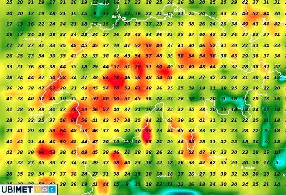 Quantités moyennes de précipitations attendues en Suisse jusqu'à dimanche. Image: MétéoNews