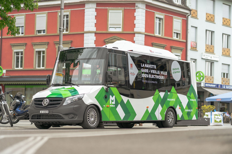 La nouvelle navette delémontaine 100% électrique (photo : CarPostal).