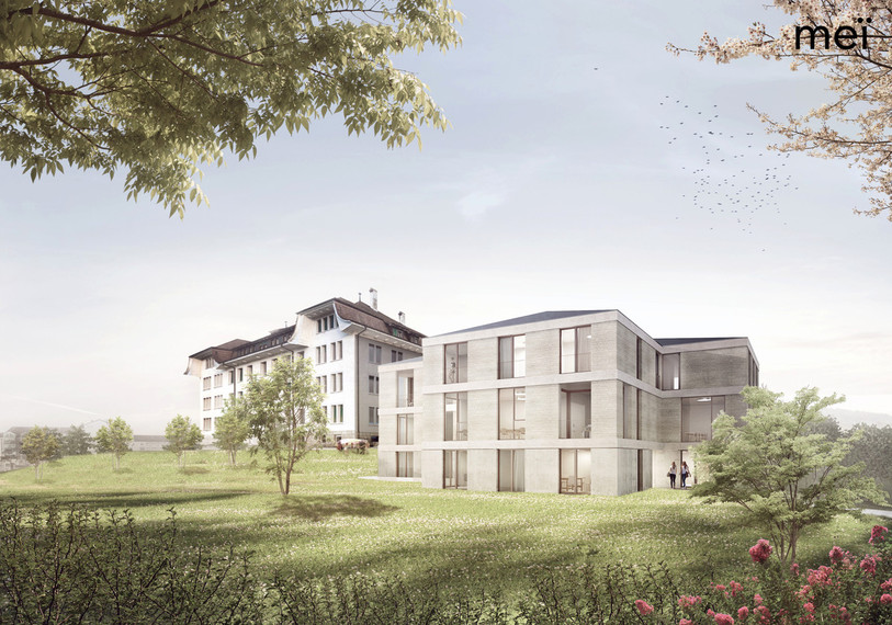 Le projet  « Alfred » prendra place à côté de l'actuel bâtiment situé près de l'hôpital à Delémont. (Photo : Fondation St-Germain ). 