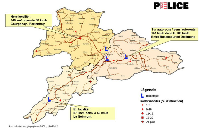 La police cantonale jurassienne a publié les chiffres concernant la circulation routière du mois de mai. (Source : Police cantonale jurassienne)