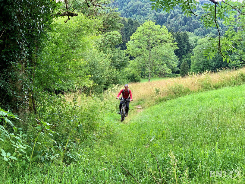 Hubert Montavon sur les chemins des bords du Doubs.