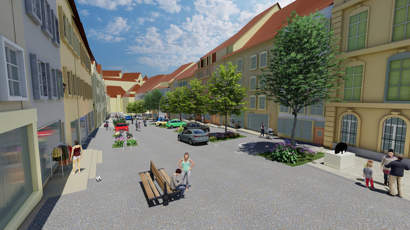 L'été prochain, la rue Pierre-Péquignat devrait ressembler à cette esquisse. Image: porrentruy.ch