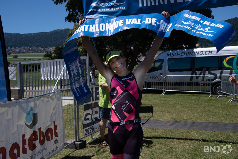 Carole Perrot s'est adjugée la première étape des 3athlon Jurassik Series samedi. (photo : Bertrand Pfaff)