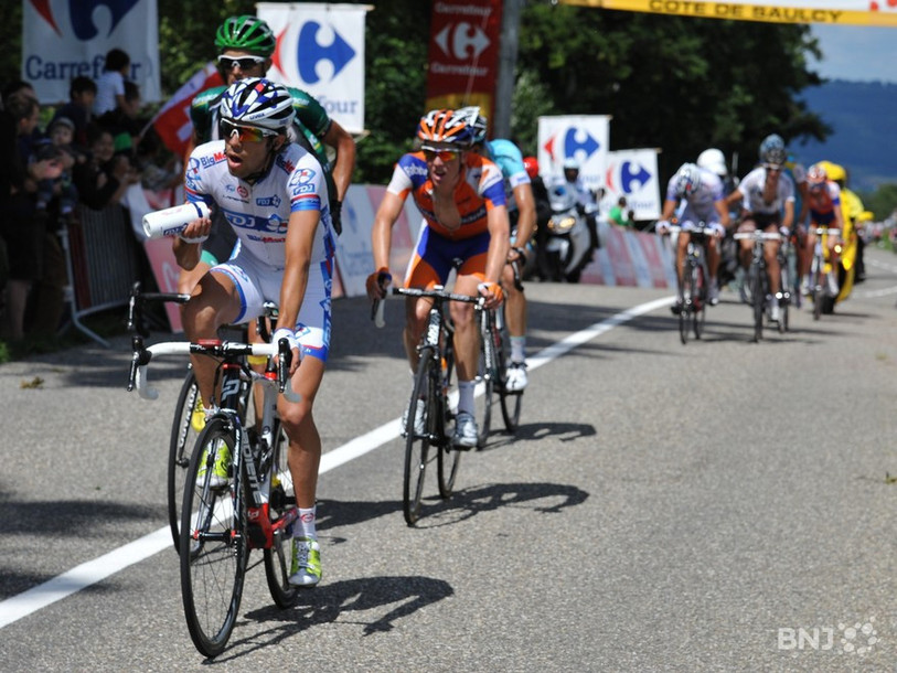 Thibaut Pinot (au 1er plan) s'était offert l'étape Belfort-Porrentruy le 8 juillet 2012 (photo : archives/Georges Henz).