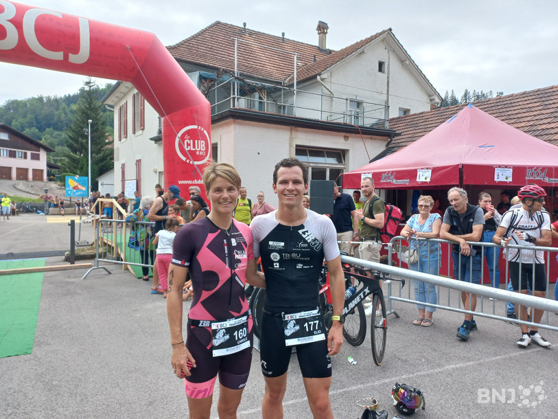 Carole Perrot et Elio Schneider ont remporté le triathlon d'Asuel. 
