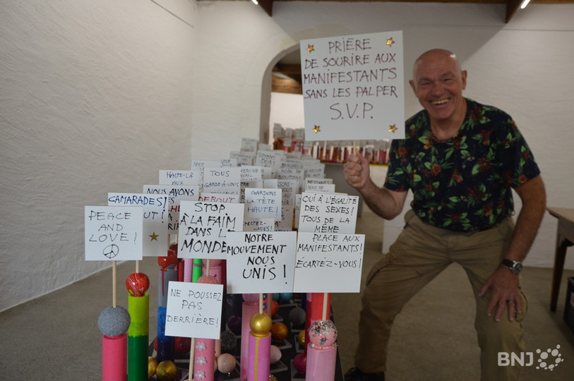 Ivan Moscatelli ne s'est jamais départi d'humour, en témoignent ses 550 phallus qu'il avait réalisés en 2016 pour l'exposition « Tous à la manif ».