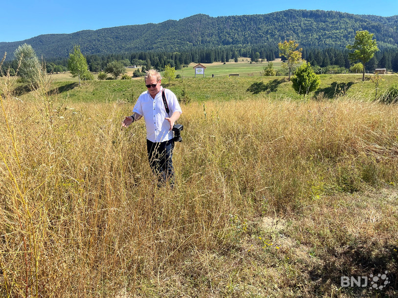 Erwin Egger explique l'importance de laisser l'herbe pousser.