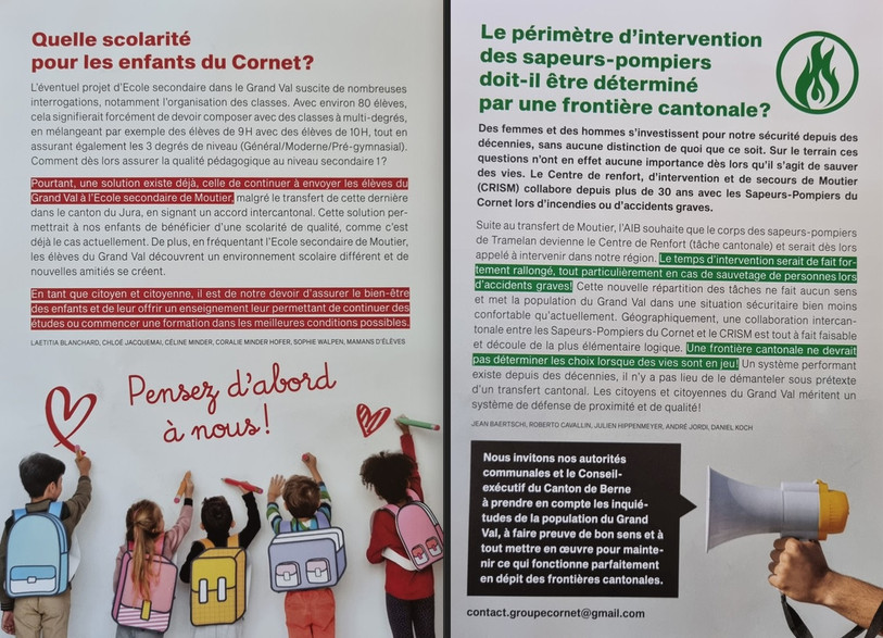 Les foyers du Cornet ont reçu un tout-ménage recto-verso vendredi matin. (Photo : Groupe Cornet)