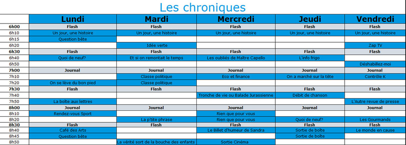 Demandez le programme de la nouvelle saison de La Matinale (cliquez pour agrandir)!
