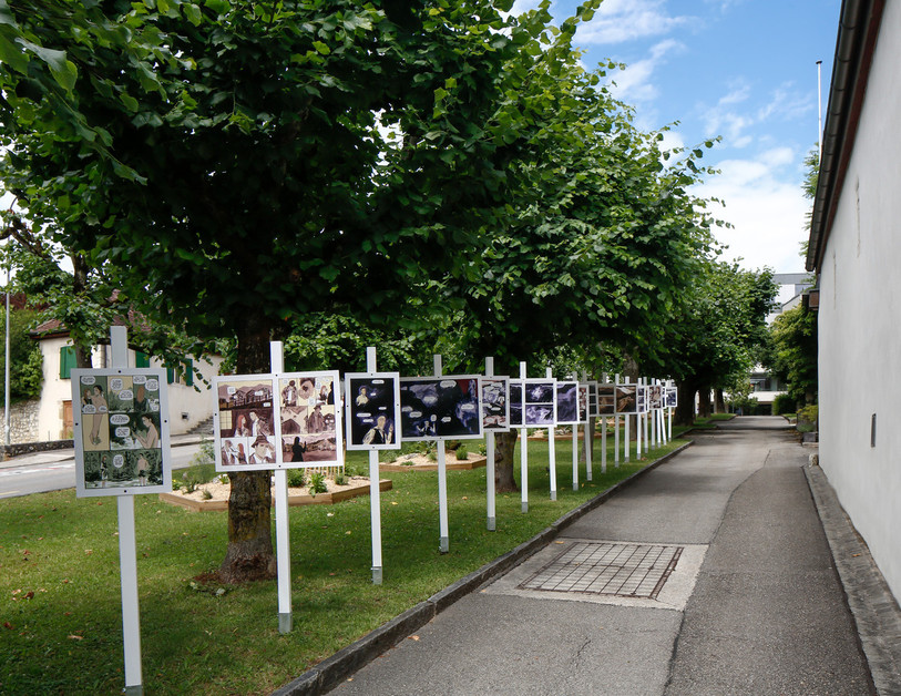 Derborence, l'oeuvre de Fabian Menor, était l'une des 27 expositions à ciel ouvert (photo : Daniel Caccin pour Delémont’BD 2022).