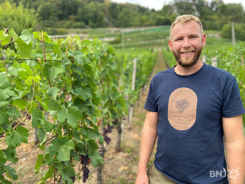 Nick Bösiger dans ses vignes à Douanne.