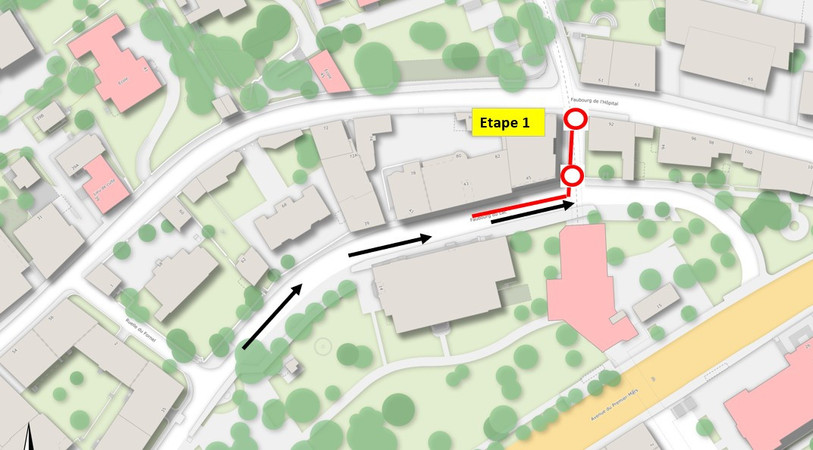 Un schéma qui permet de visualiser la zone des travaux (image : Ville de Neuchâtel)